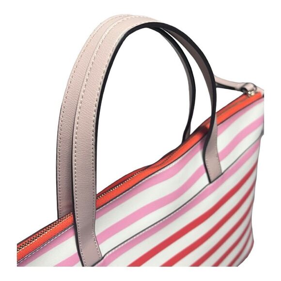 AUTHENTIC KATE SPADE ♠️ NEW YORK PATRICE TROPICAL STRIPE pink & orange tote bag - Picture 6 of 10